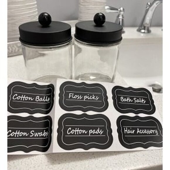 New Apothecary Jars Bathroom Storage Organizer - Cute Qtip Dispenser Holder - Picture 2 of 2